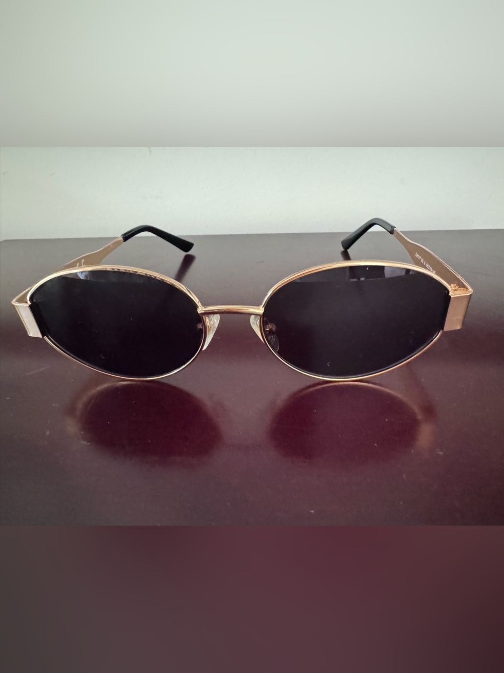 Amazon Gold Frame Oval Black Lens Sunglasses